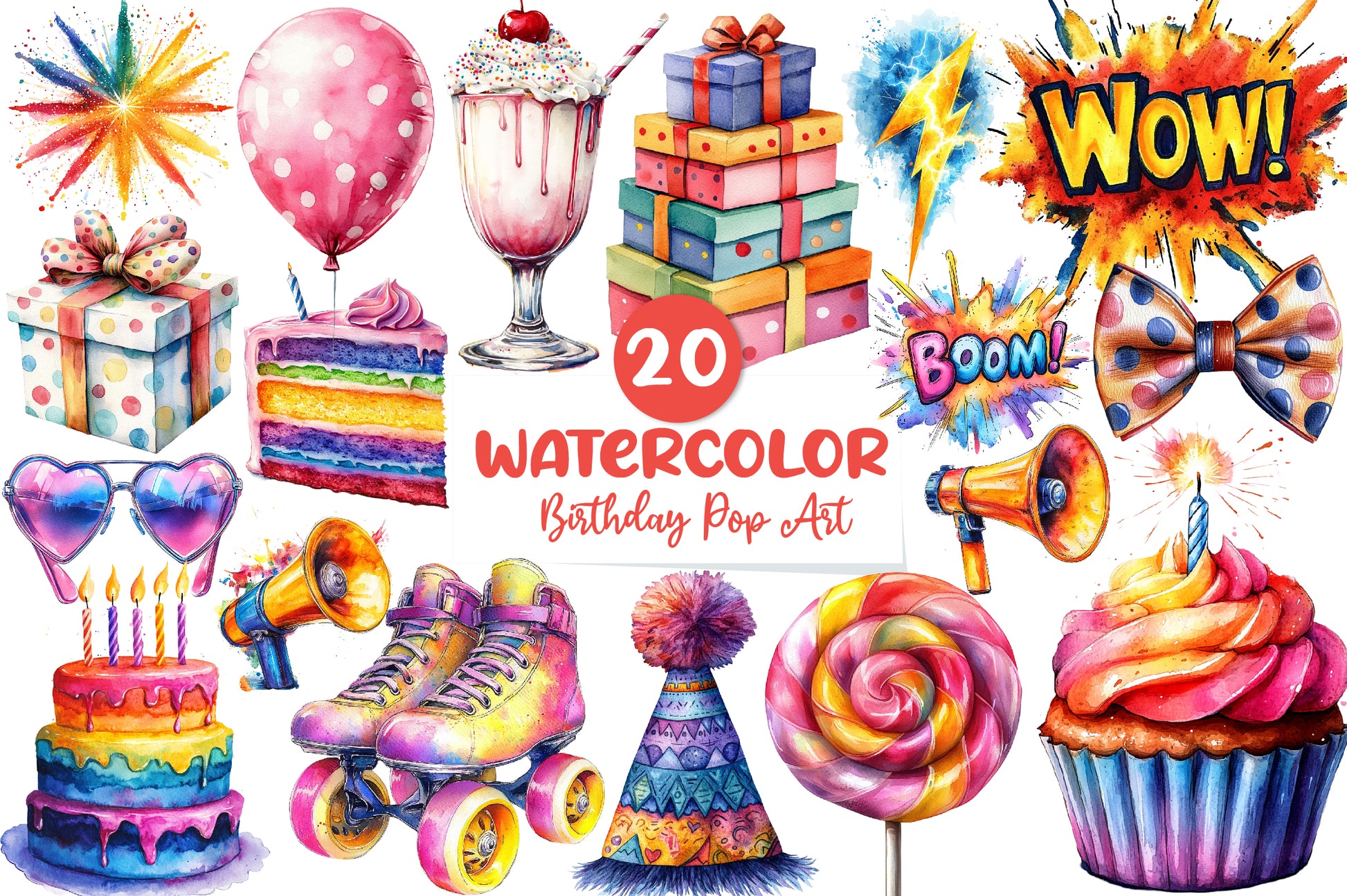 Happy Birthday Pop Art Clipart Bundle - CraftNest - Digital Crafting and Art