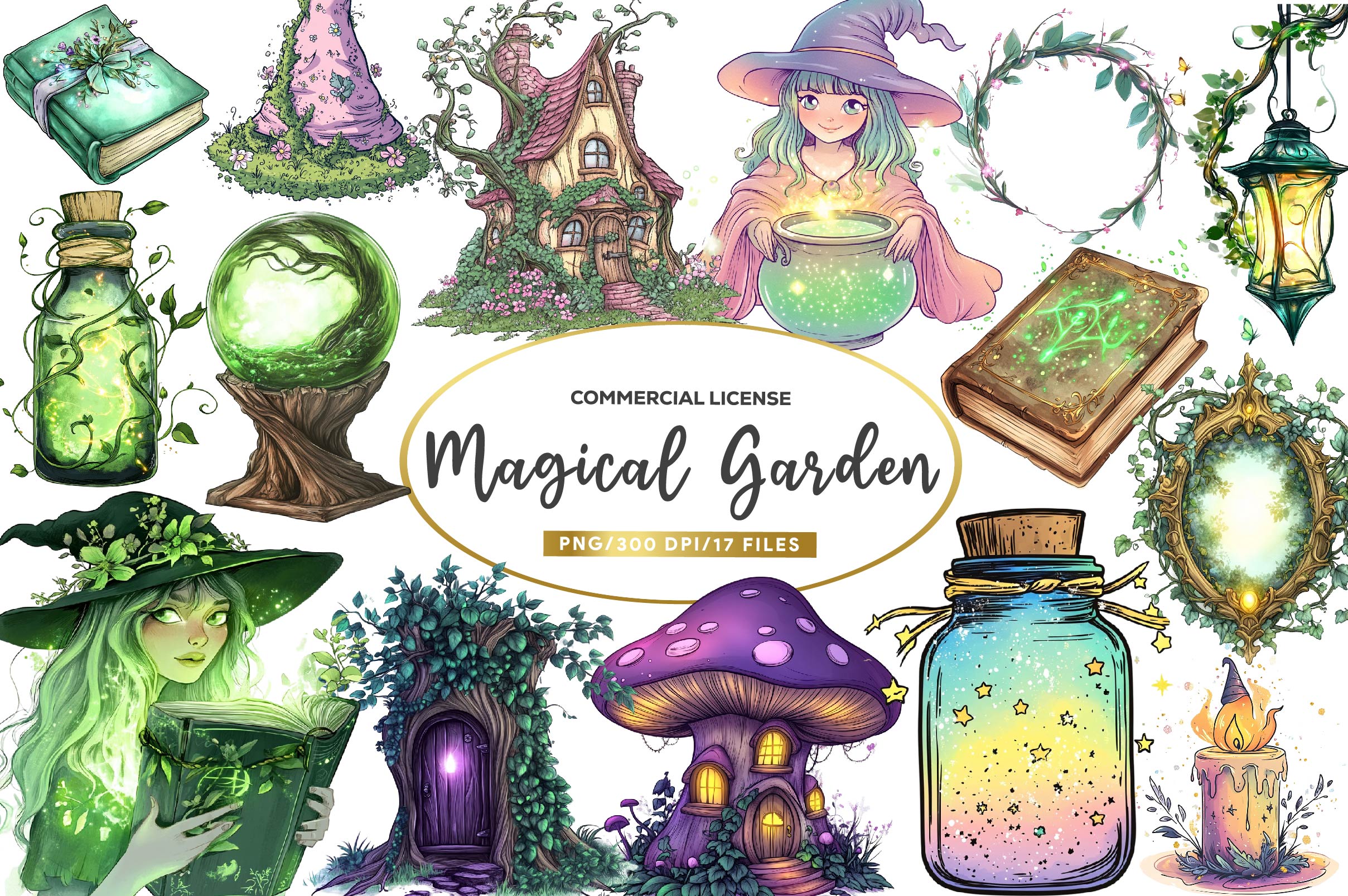 Magical Garden Purple Fairies Clipart Bundle - CraftNest - Digital Crafting and Art