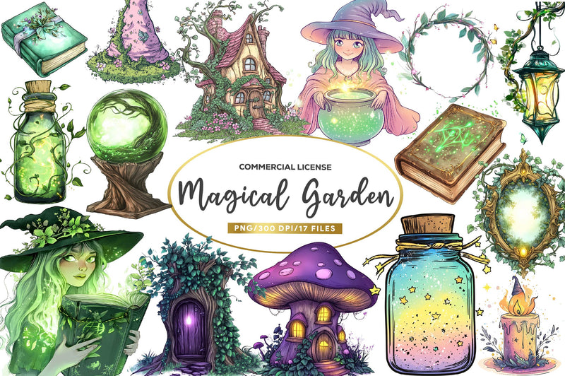 Magical Garden Purple Fairies Clipart Bundle - CraftNest - Digital Crafting and Art