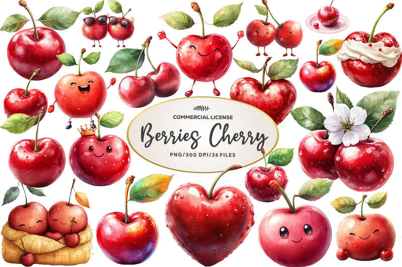 Cherry Fruit Berries Cherry Clipart Bundle - CraftNest - Digital Crafting and Art