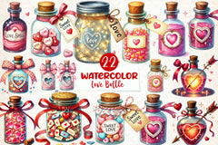 Love Bottle Valentines Day Clipart Bundle - CraftNest - Digital Crafting and Art