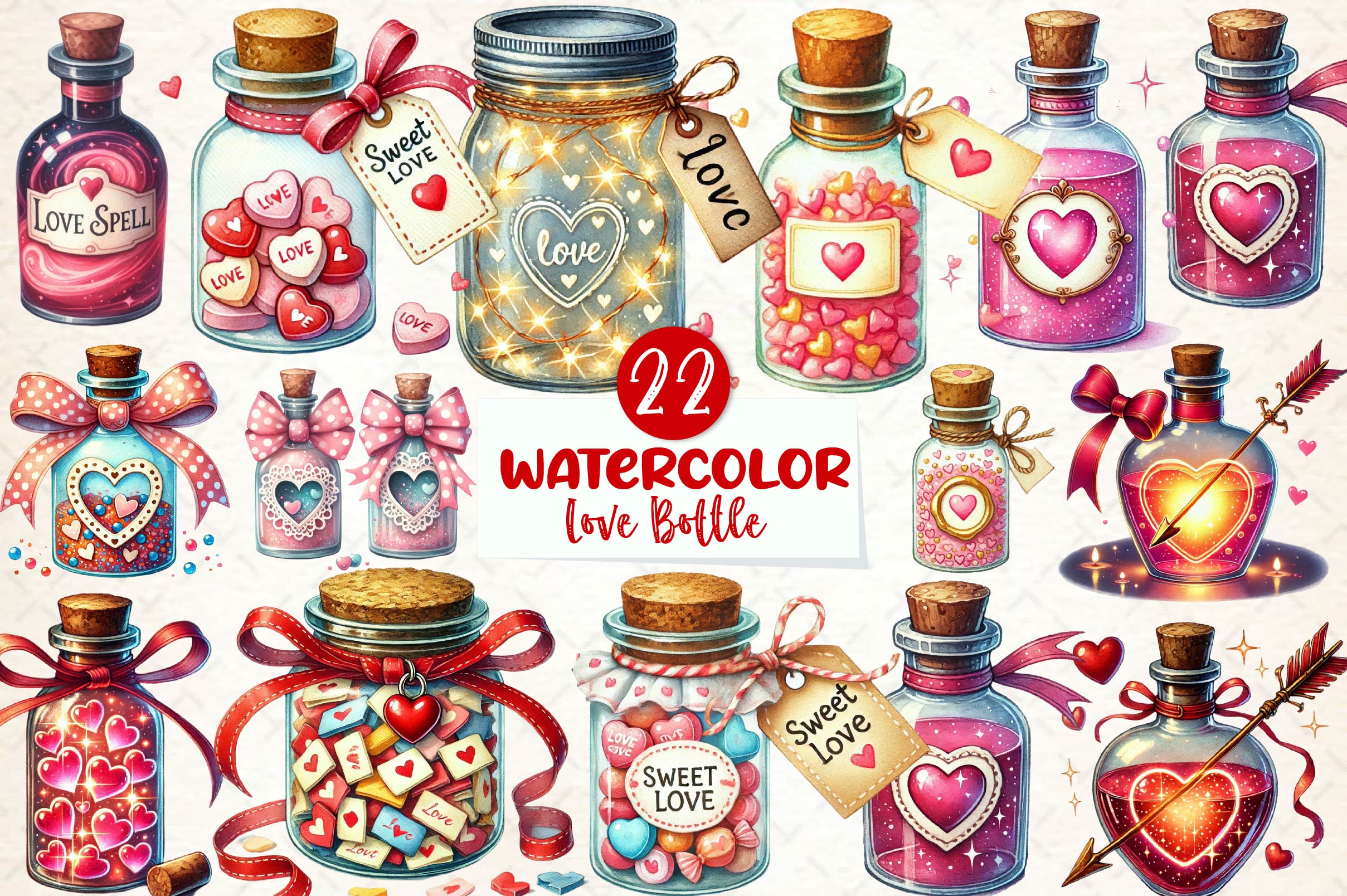 Love Bottle Valentines Day Clipart Bundle - CraftNest - Digital Crafting and Art