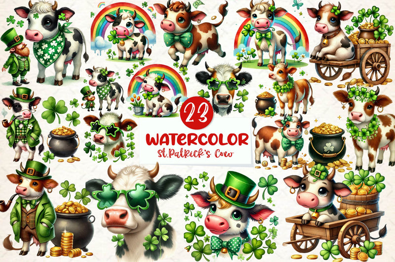 St Patrick S Cow Clipart Bundle - CraftNest - Digital Crafting and Art