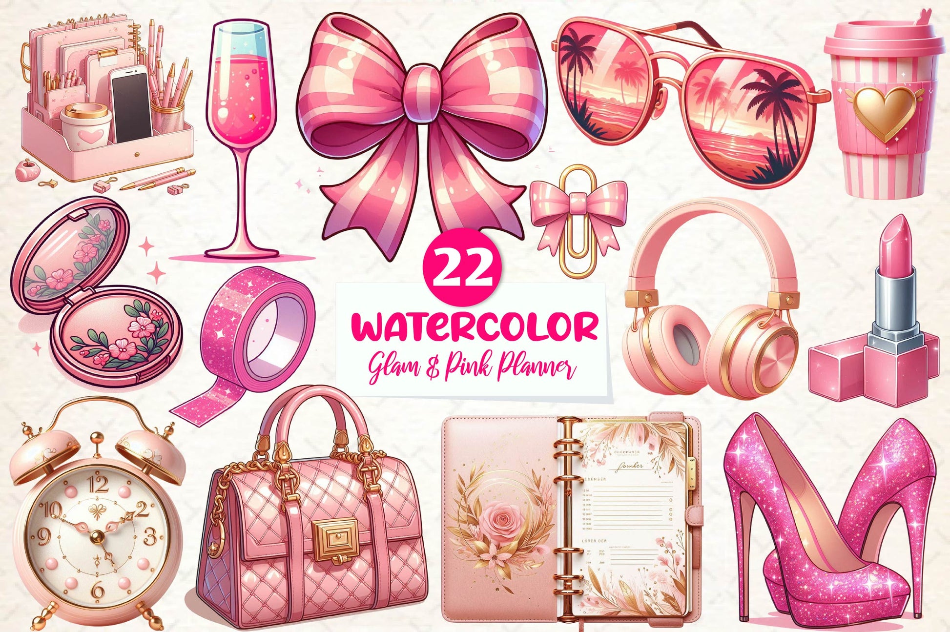 Glam & Pink Planner Clipart Bundle - CraftNest - Digital Crafting and Art