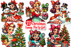 Funny Christmas Pin Up Girl Clipart Bundle - CraftNest - Digital Crafting and Art