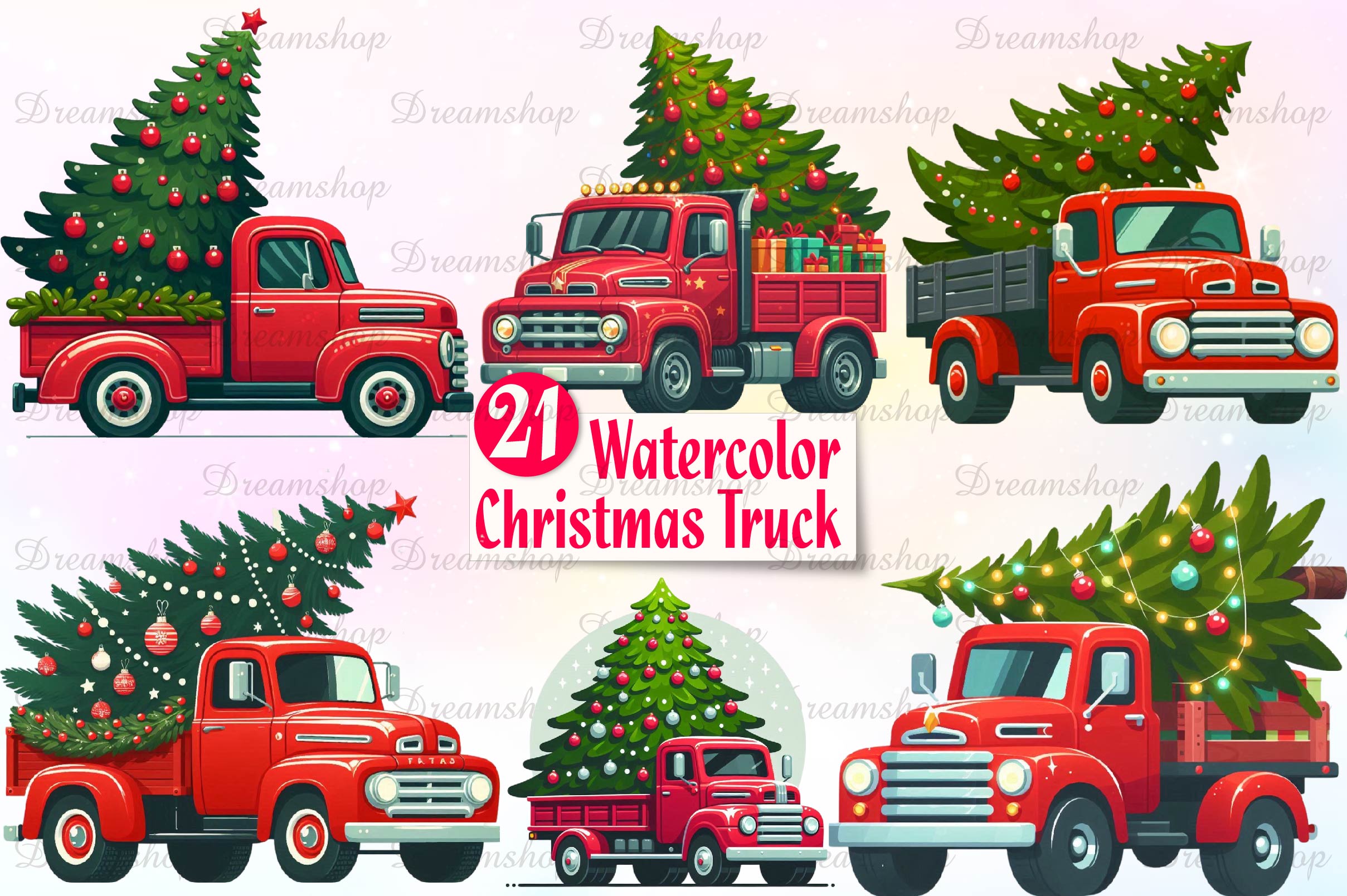 Christmas Truck Clipart Bundle - CraftNest - Digital Crafting and Art