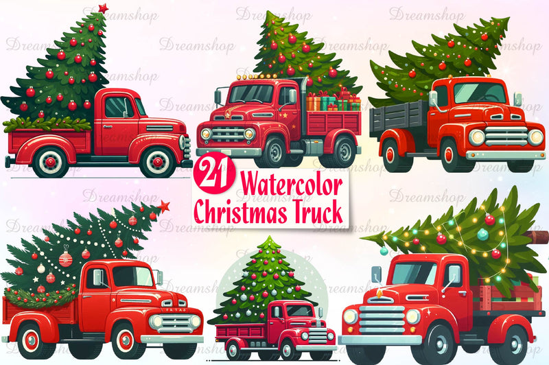 Christmas Truck Clipart Bundle - CraftNest - Digital Crafting and Art