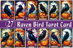 Halloween Raven Bird Tarot Card Clipart Bundle - CraftNest - Digital Crafting and Art