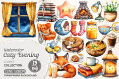 Cozy Evening Clipart Bundle - CraftNest - Digital Crafting and Art
