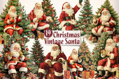 Vintage Christmas Santa Clipart Bundle 3 - CraftNest - Digital Crafting and Art