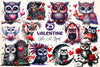 Valentine Gothic Owls Clipart Bundle 3