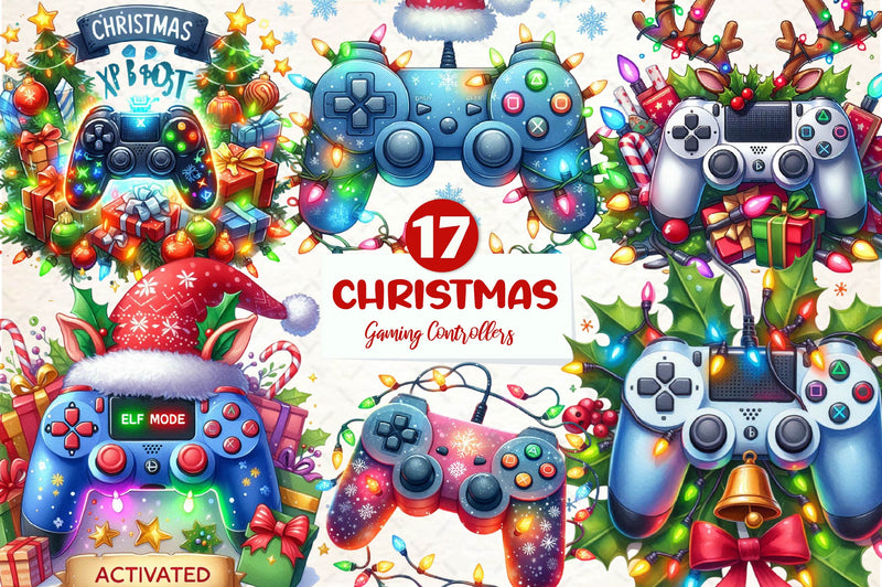 Christmas Gaming Controllers Clipart Bundle - CraftNest - Digital Crafting and Art