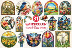 Stained Glass Spring Clipart Bundle 2 - CraftNest - Digital Crafting and Art