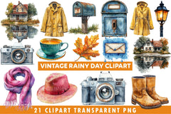 Vintage Rainy Day Clipart - CraftNest - Digital Crafting and Art