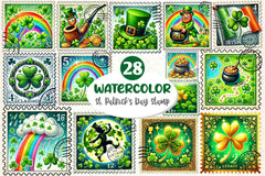 St Patrick's Day Postage Stamp Clipart Bundle - CraftNest - Digital Crafting and Art