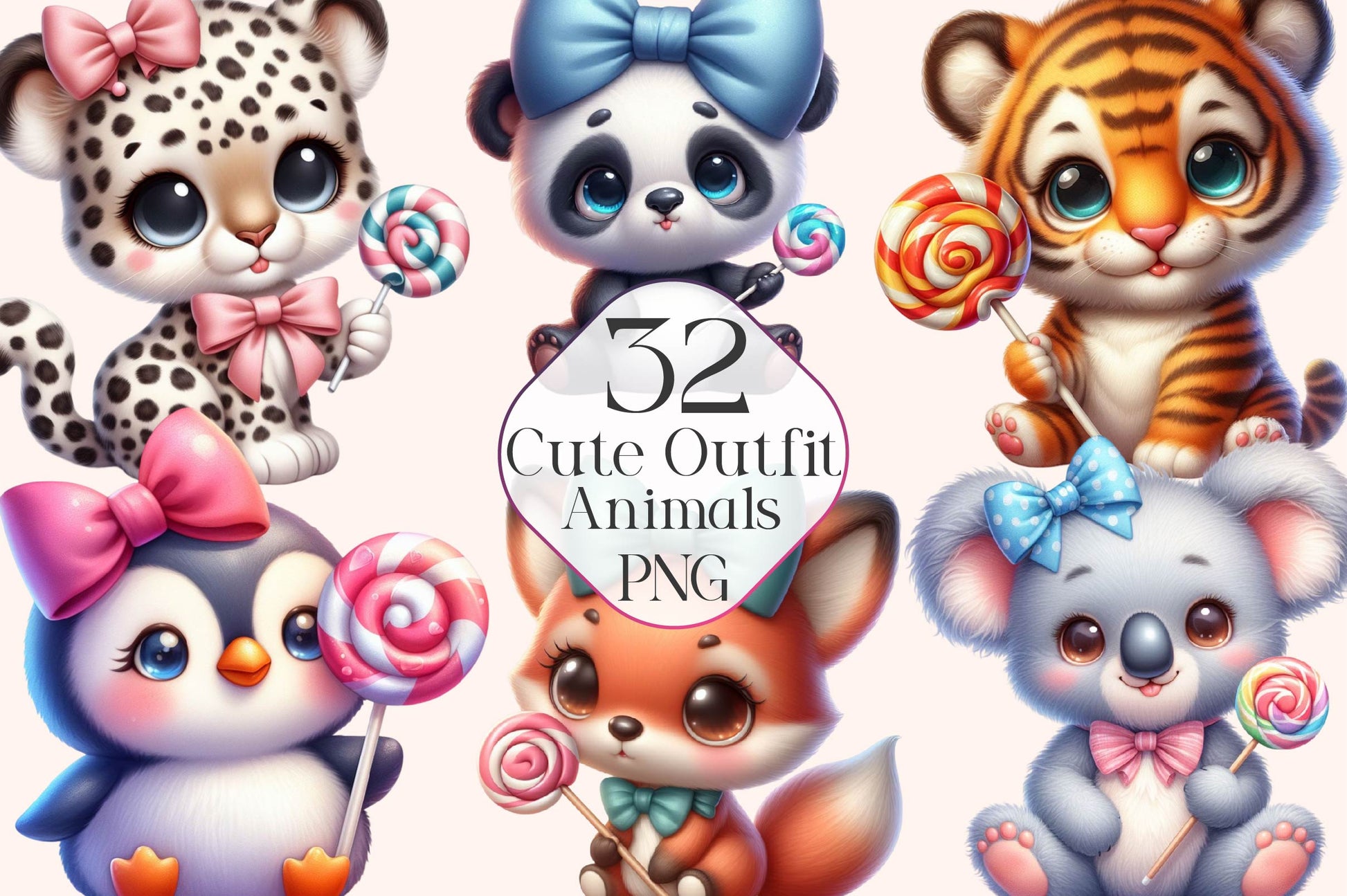 Cute Outfit Baby Animals Clipart Bundle - CraftNest - Digital Crafting and Art