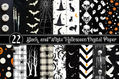 Black And White Halloween Digital Paper - CraftNest - Digital Crafting and Art