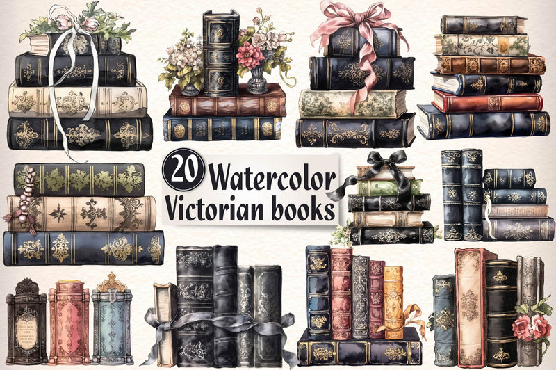 Victorian Books Clipart Bundle - CraftNest - Digital Crafting and Art