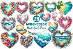 Heart Beach Frame Clipart Bundle 1 - CraftNest - Digital Crafting and Art