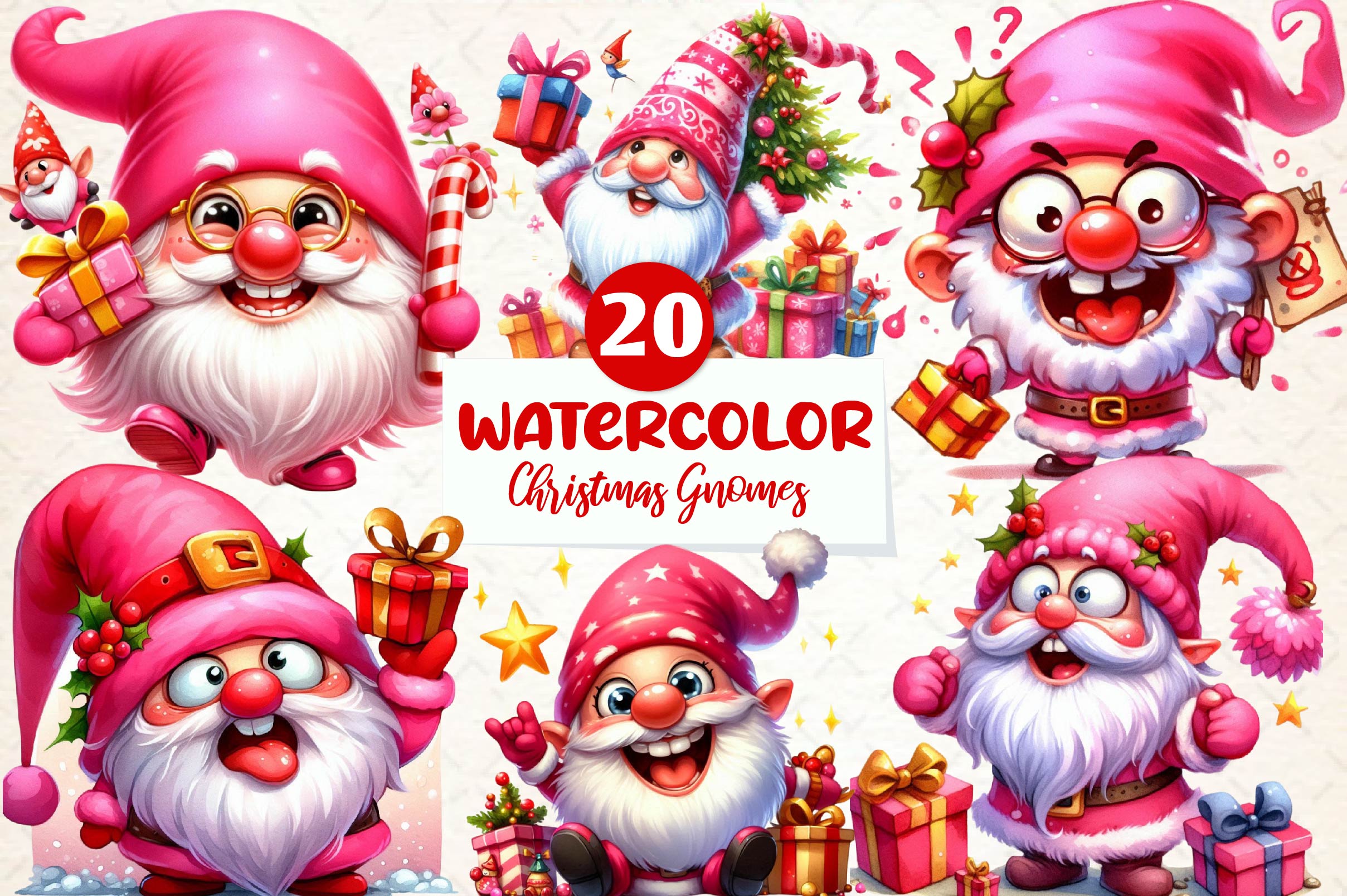 Funny Christmas Gnomes Clipart Bundle - CraftNest - Digital Crafting and Art