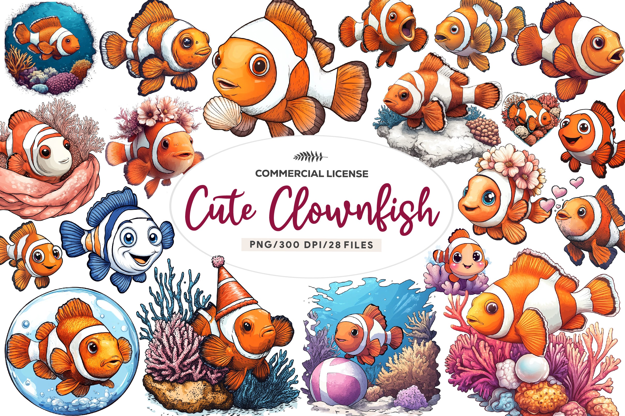 Cute Clownfish Clipart Bundle - CraftNest - Digital Crafting and Art