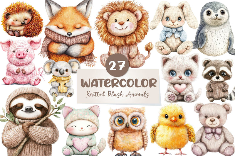 Knitted Plush Baby Animals Clipart Bundle - CraftNest - Digital Crafting and Art