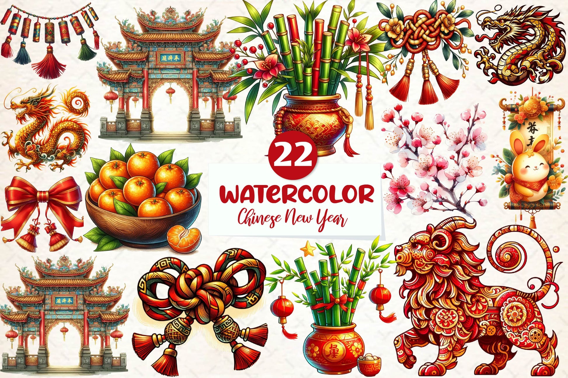Chinese New Year Clipart Bundle - CraftNest - Digital Crafting and Art
