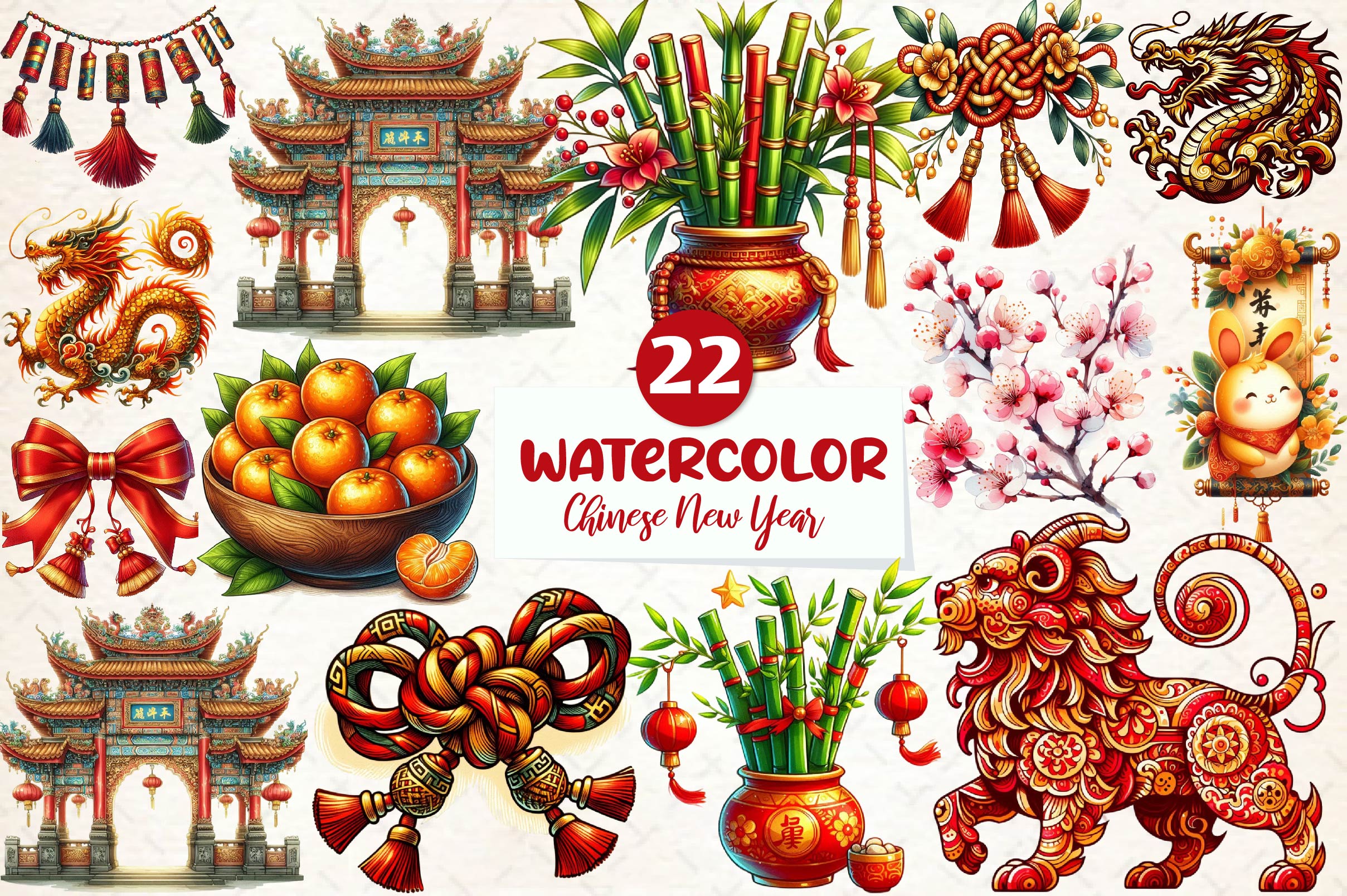 Chinese New Year Clipart Bundle - CraftNest - Digital Crafting and Art