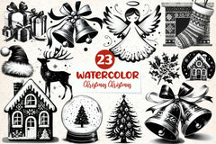 Black And White Christmas Clipart Bundle - CraftNest - Digital Crafting and Art