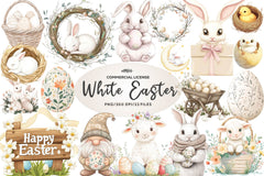 Neutral White Easter Clipart Bundle 2 - CraftNest - Digital Crafting and Art