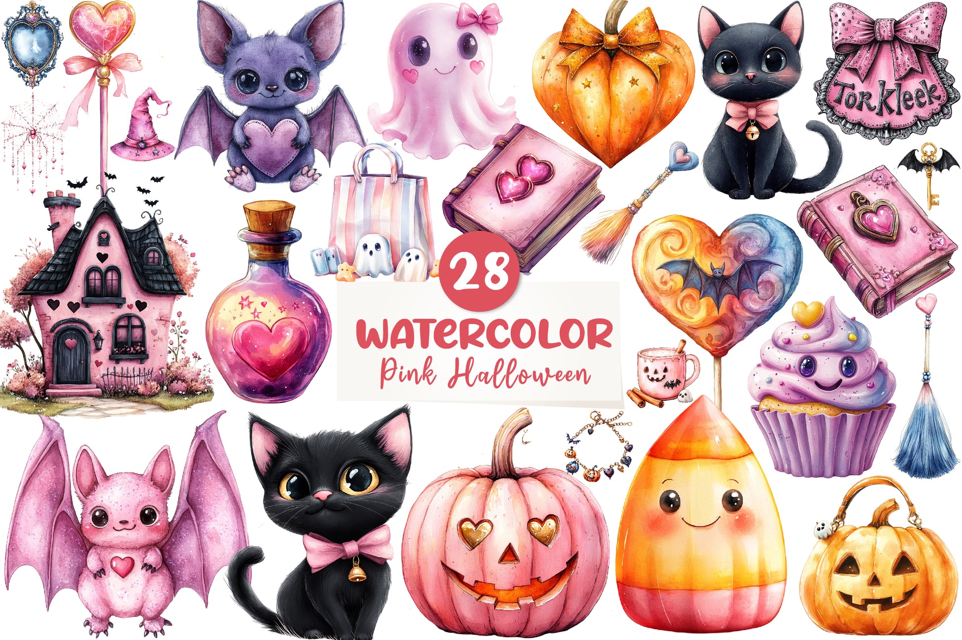 Charm Pink Halloween Clipart Bundle - CraftNest - Digital Crafting and Art