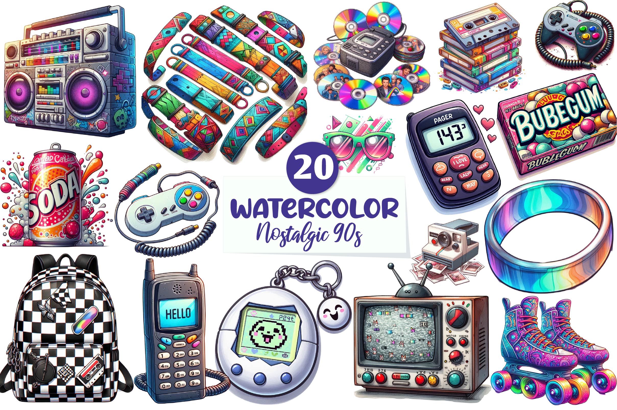 Nostalgic 90s Clipart Bundle - CraftNest - Digital Crafting and Art