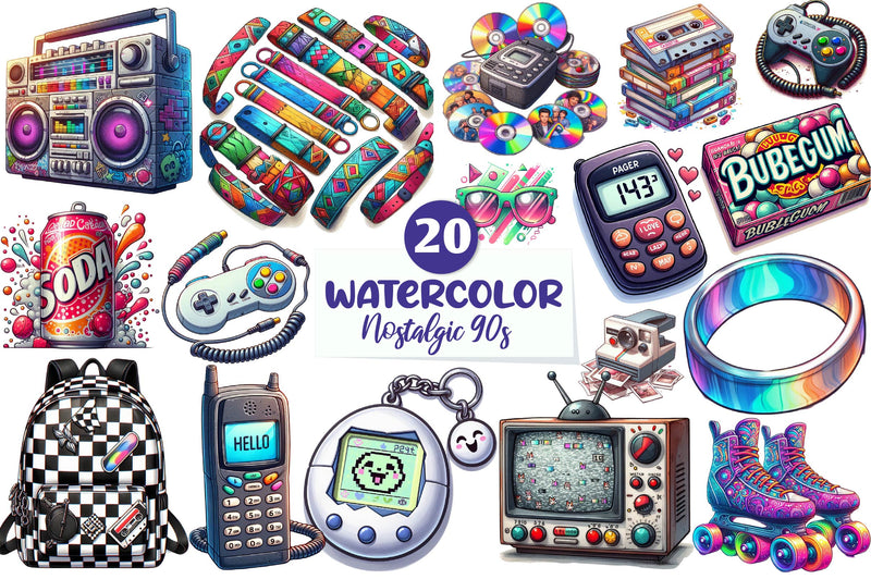 Nostalgic 90s Clipart Bundle - CraftNest - Digital Crafting and Art