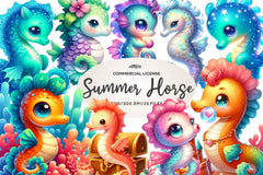 Summer Sea Horse Clipart Bundle - CraftNest - Digital Crafting and Art