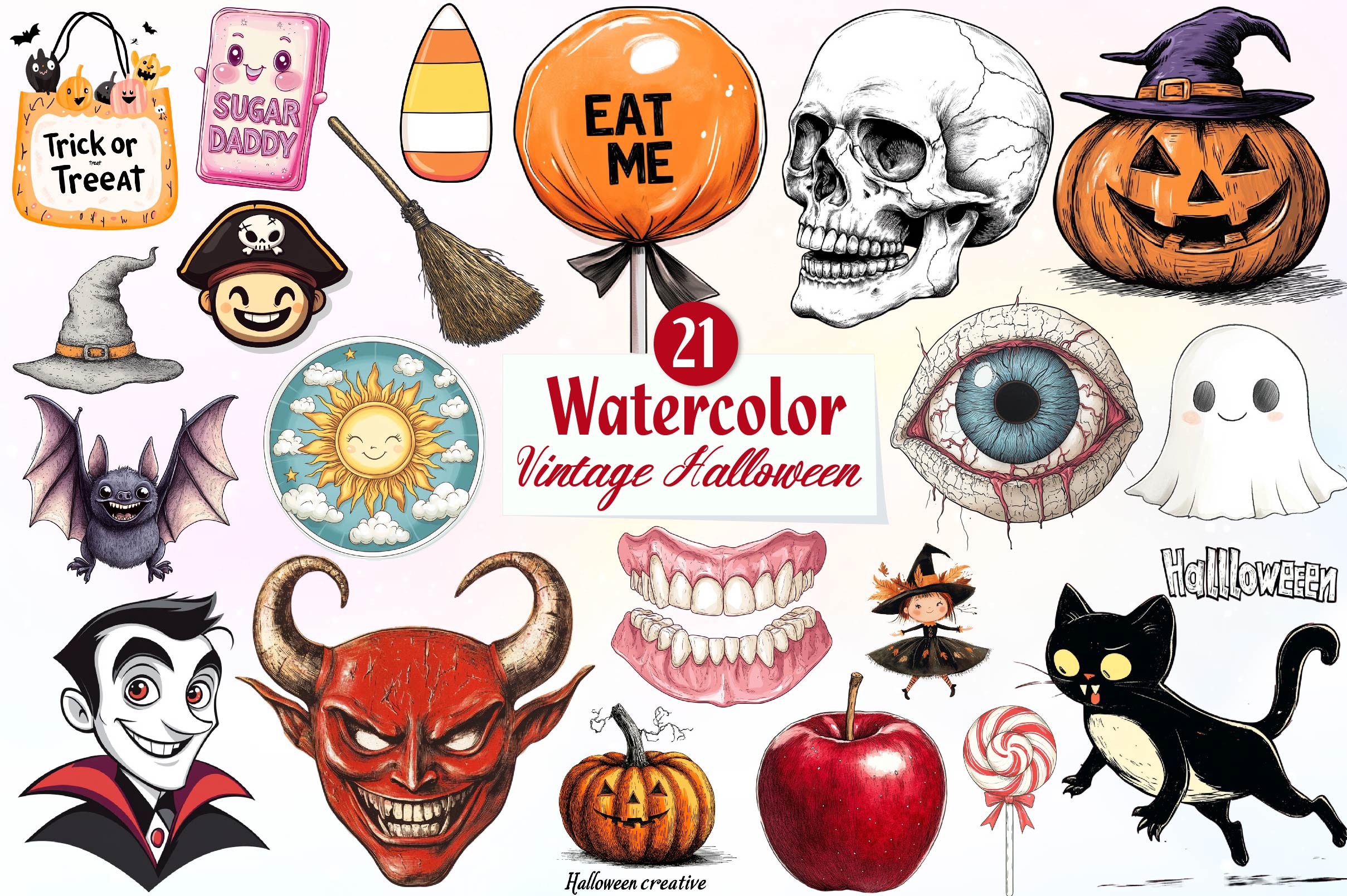 Vintage Halloween Clipart Bundle - CraftNest - Digital Crafting and Art
