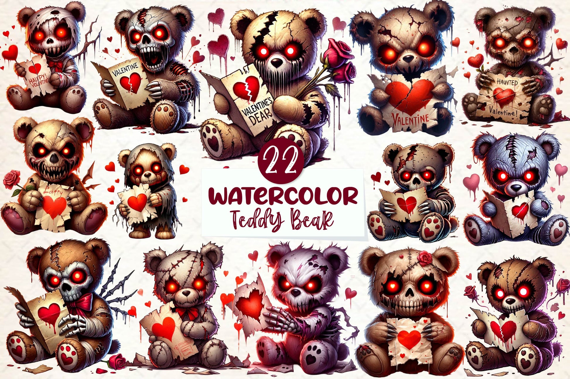 Haunted Teddy Bear Clipart Bundle - CraftNest - Digital Crafting and Art