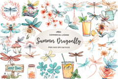 Summer Dragonfly Garden Clipart Bundle - CraftNest - Digital Crafting and Art