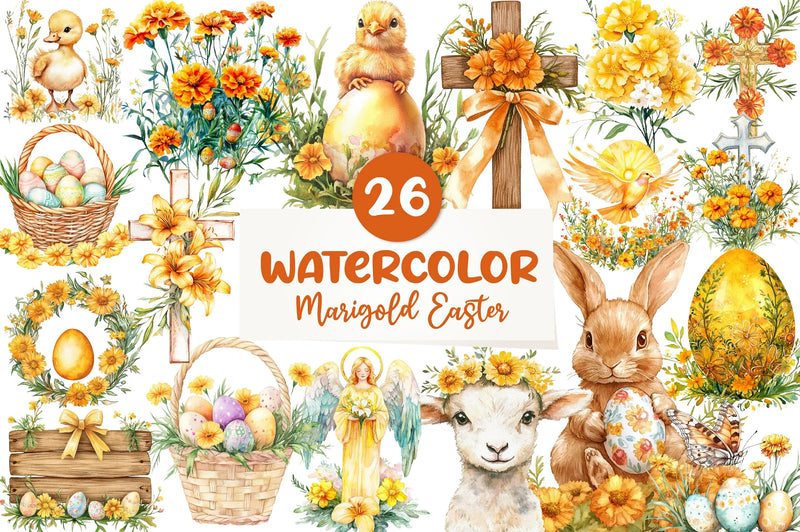 Marigold Easter Clipart Bundle - CraftNest - Digital Crafting and Art