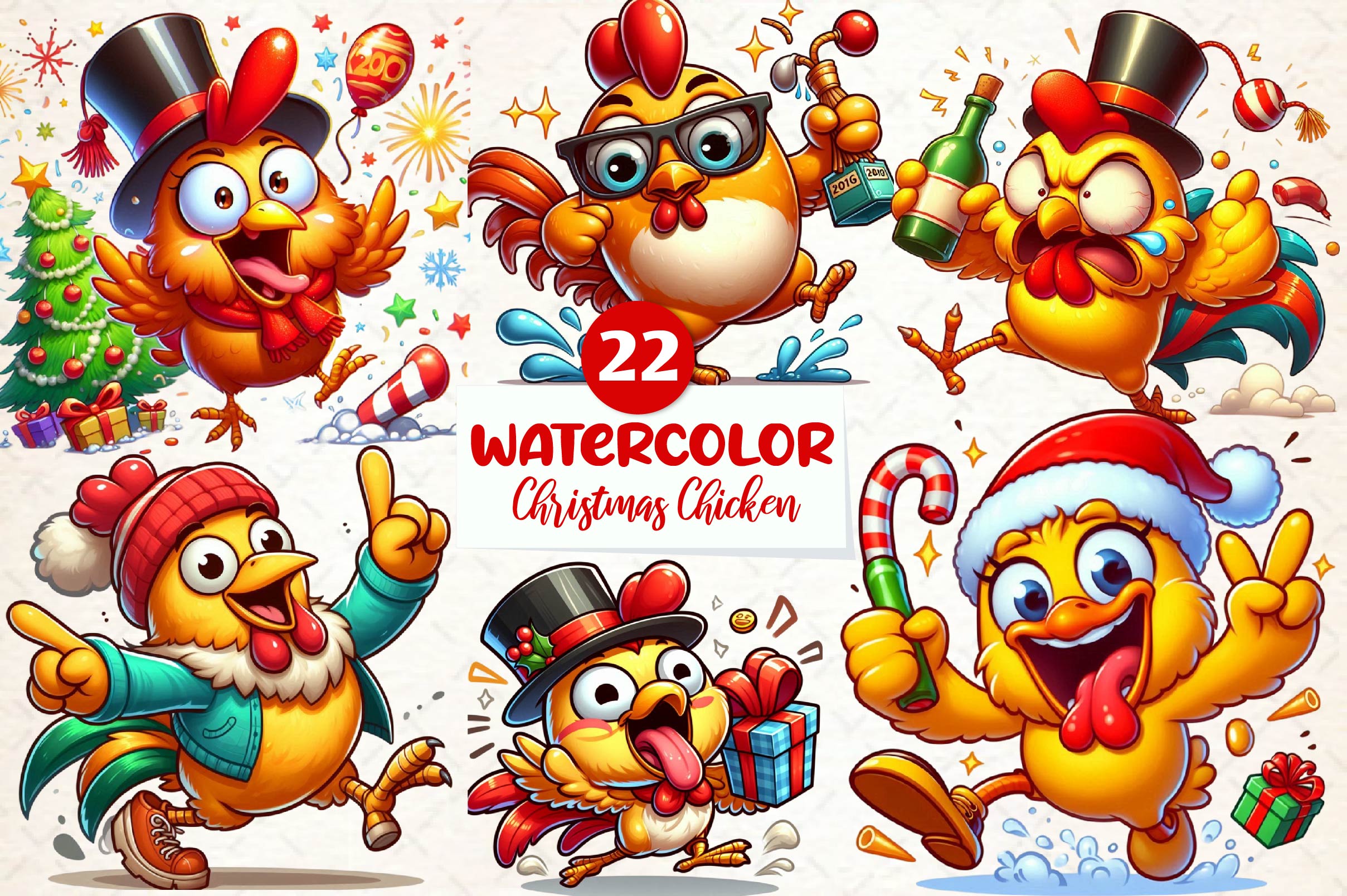 Christmas Funny Chicken Clipart Bundle 1 - CraftNest - Digital Crafting and Art