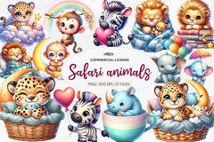 Safari Animals Nursery Decor Clipart Bundle - CraftNest - Digital Crafting and Art