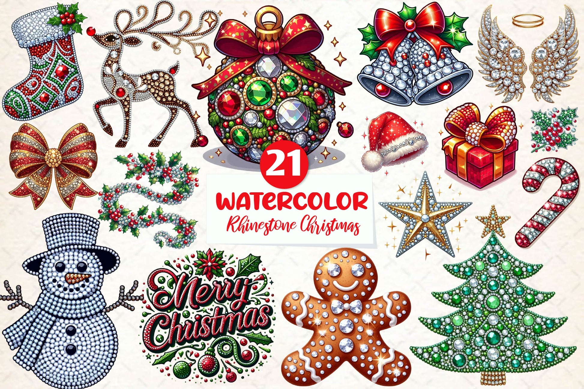 Rhinestone Christmas Clipart Bundle - CraftNest - Digital Crafting and Art