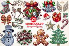 Rhinestone Christmas Clipart Bundle - CraftNest - Digital Crafting and Art