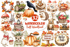 Fall Woodland Clipart Bundle 3 - CraftNest - Digital Crafting and Art