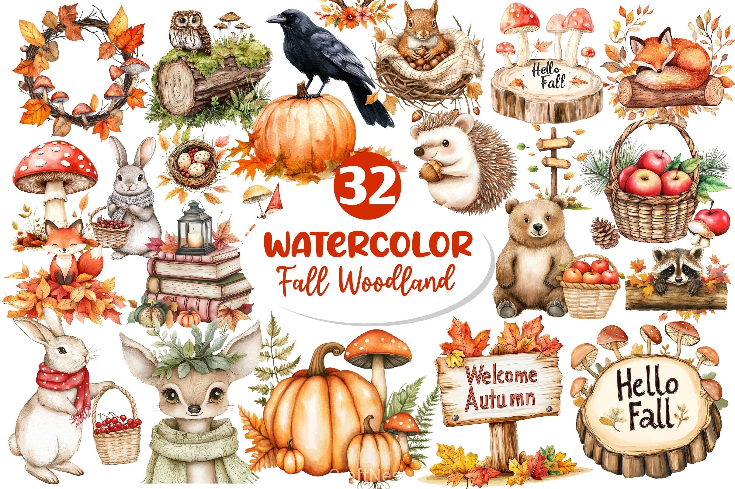 Fall Woodland Clipart Bundle 3 - CraftNest - Digital Crafting and Art