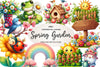 Cute Cartoon Spring Garden Clipart Bundle