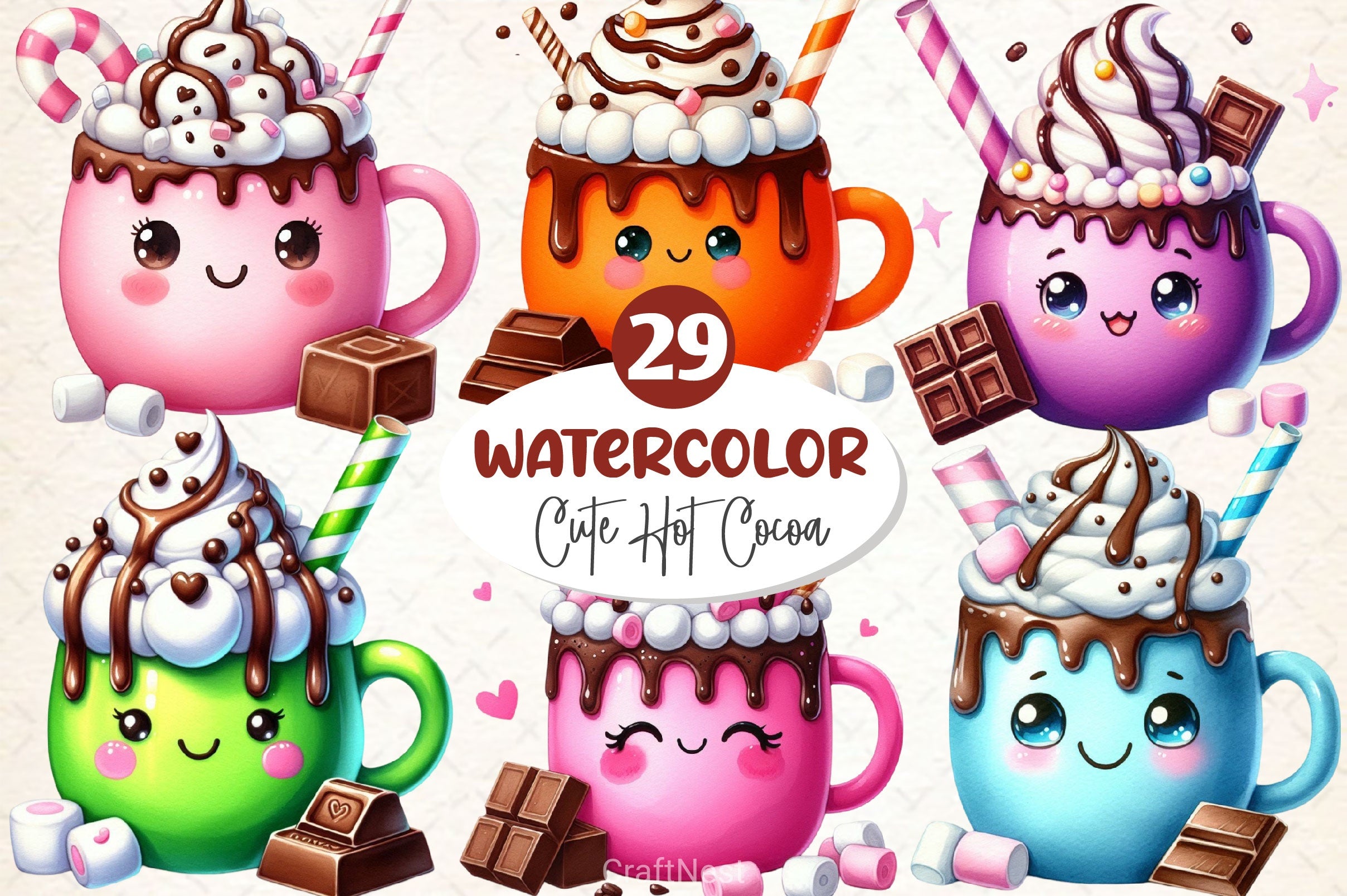 Cute Hot Cocoa Clipart Bundle 2 - CraftNest - Digital Crafting and Art