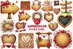 Valentines Empty Wooden Signs Clipart Bundle - CraftNest - Digital Crafting and Art