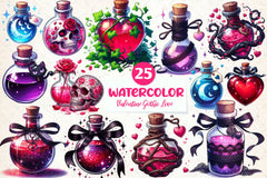 Valentine Gothic Love Potions Clipart Bundle - CraftNest - Digital Crafting and Art