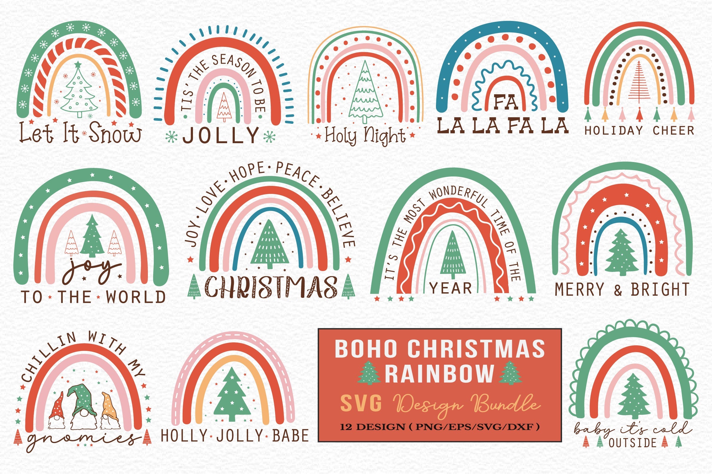 Christmas Rainbow Clipart Bundle 2 - CraftNest - Digital Crafting and Art