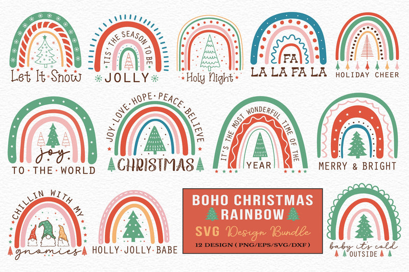 Christmas Rainbow Clipart Bundle 2 - CraftNest - Digital Crafting and Art